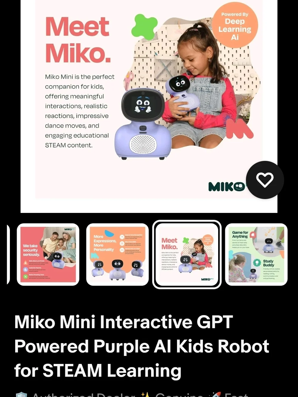 Miko Mini+ AI Powered Kid-Safe Robot